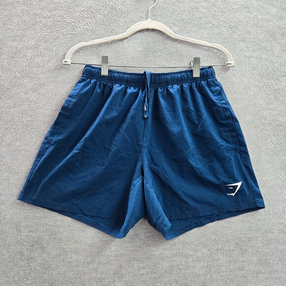 Gymshark Women Activewear Shorts Small Blue Logo Athletic Gym Workout - Picture 1 of 7